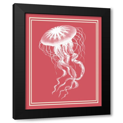 Mixed Nautical White on Coral b Black Modern Wood Framed Art Print by Fab Funky