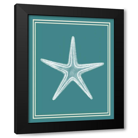 Mixed Nautical White on Teal a Black Modern Wood Framed Art Print by Fab Funky