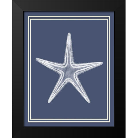 Mixed Nautical White on Indigo Blue a Black Modern Wood Framed Art Print by Fab Funky