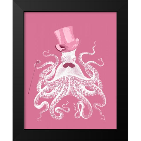 Octopus White on Pink a Black Modern Wood Framed Art Print by Fab Funky