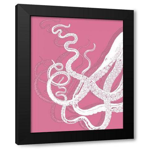 Octopus White on Pink b Black Modern Wood Framed Art Print with Double Matting by Fab Funky