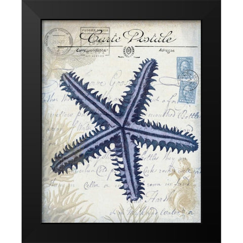 Seaside Postcard Cream a Black Modern Wood Framed Art Print by Fab Funky