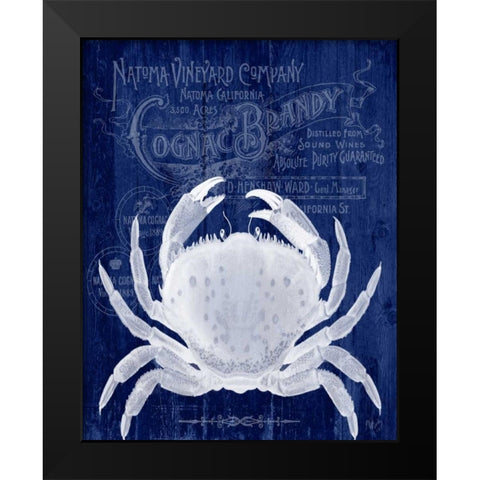 Crab Prohibition Crab On Blue Black Modern Wood Framed Art Print by Fab Funky