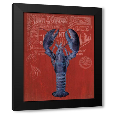 Lobster Prohibition Lobster On Red Black Modern Wood Framed Art Print with Double Matting by Fab Funky