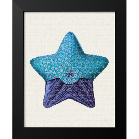 Starfish in Shades of Blue a Black Modern Wood Framed Art Print by Fab Funky