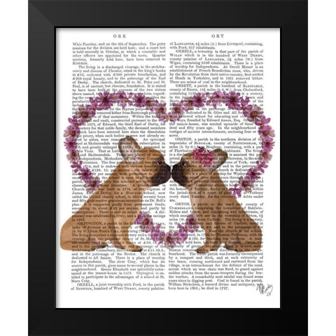 French Kiss and Flower Heart Black Modern Wood Framed Art Print by Fab Funky
