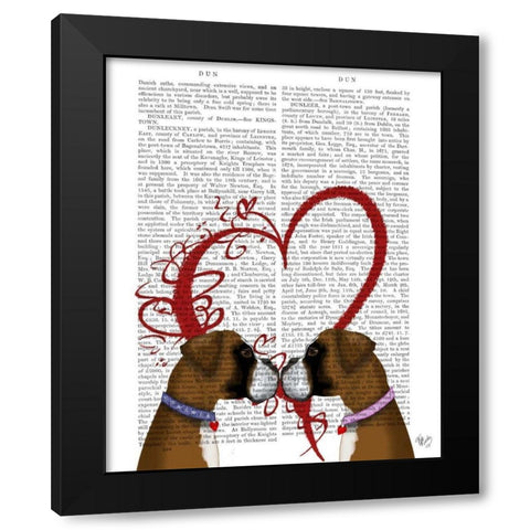 Boxer Love Black Modern Wood Framed Art Print with Double Matting by Fab Funky