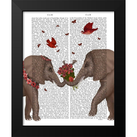 Elephant Bouquet, Portrait Black Modern Wood Framed Art Print by Fab Funky