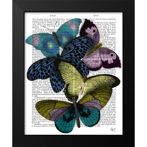 Big Bold Butterflies 2 Black Modern Wood Framed Art Print by Fab Funky