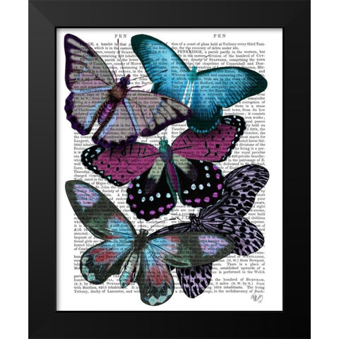 Big Bold Butterflies 5 Black Modern Wood Framed Art Print by Fab Funky