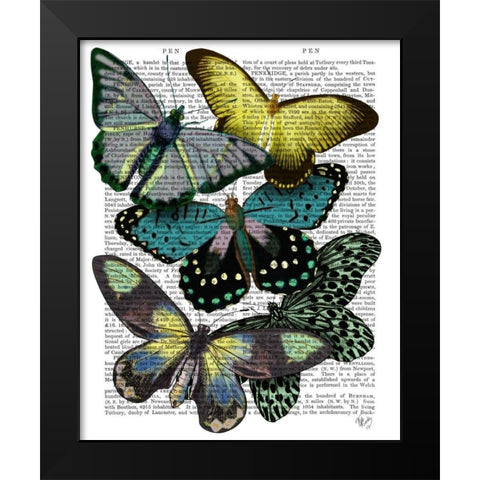 Big Bold Butterflies 6 Black Modern Wood Framed Art Print by Fab Funky