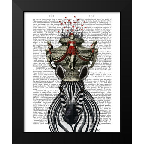 Zebra Head Trophy Black Modern Wood Framed Art Print by Fab Funky
