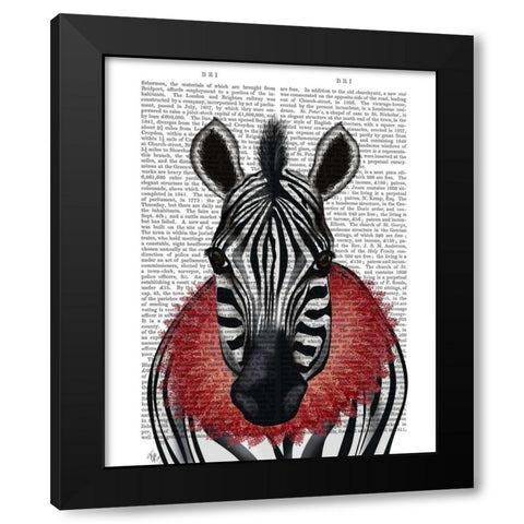 Zebra and Red Ruff Black Modern Wood Framed Art Print with Double Matting by Fab Funky