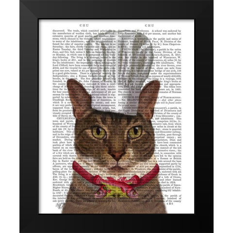 Cat Chef Black Modern Wood Framed Art Print by Fab Funky