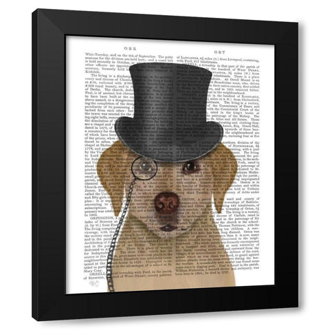 Yellow Labrador, Formal Hound and Hat Black Modern Wood Framed Art Print with Double Matting by Fab Funky