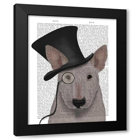 Bull Terrier, Formal Hound and Hat Black Modern Wood Framed Art Print by Fab Funky