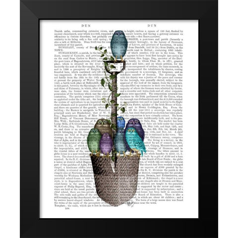 Garden Spade and Owls Black Modern Wood Framed Art Print by Fab Funky
