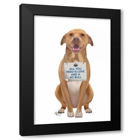 Love and Pit Bull Black Modern Wood Framed Art Print by Fab Funky