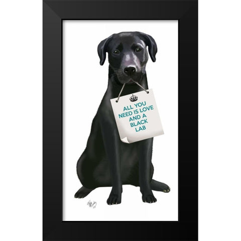 Love and Black Labrador Black Modern Wood Framed Art Print by Fab Funky