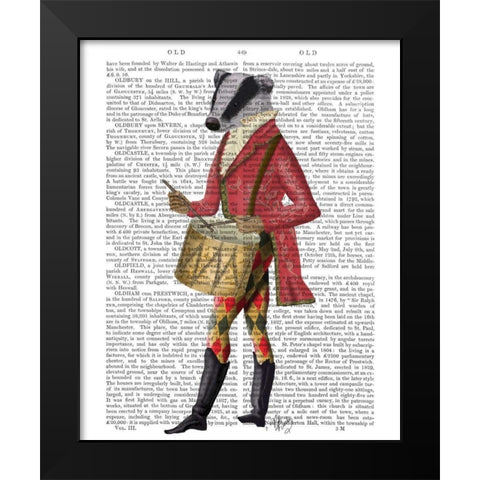Badger Minstrel Black Modern Wood Framed Art Print by Fab Funky
