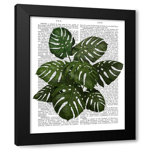 Monstera Plant, Green on White Black Modern Wood Framed Art Print with Double Matting by Fab Funky