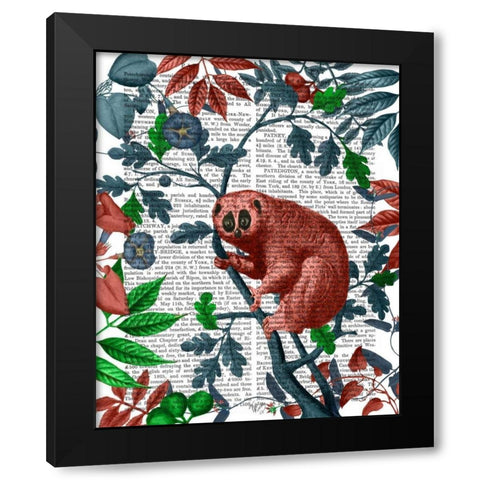 Slow Loris, Orange Black Modern Wood Framed Art Print by Fab Funky