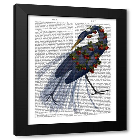 Bound Blue Heron Black Modern Wood Framed Art Print by Fab Funky