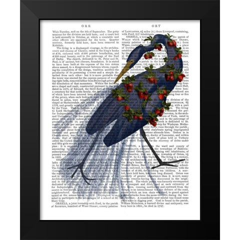 Bound Blue Heron Black Modern Wood Framed Art Print by Fab Funky