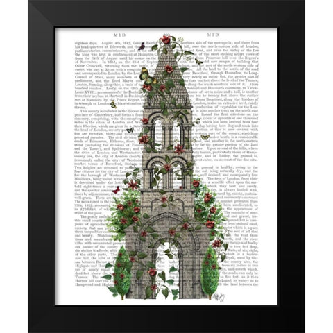 Butterfly Tower Black Modern Wood Framed Art Print by Fab Funky