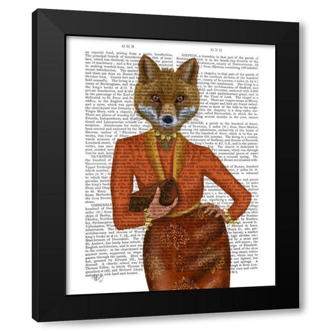 Fox in Orange, Portrait Black Modern Wood Framed Art Print by Fab Funky