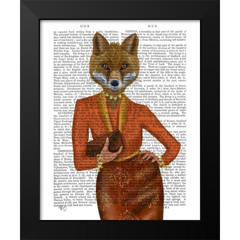 Fox in Orange, Portrait Black Modern Wood Framed Art Print by Fab Funky