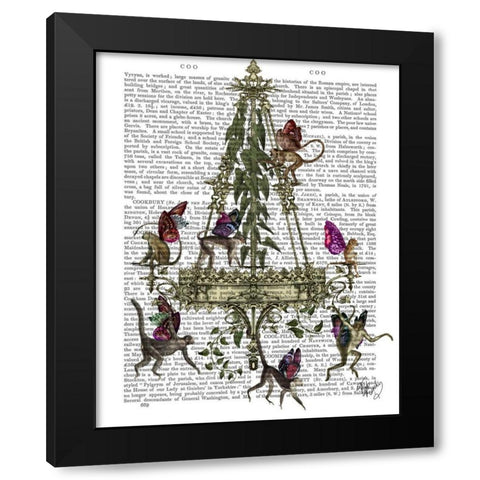Monkey Chandelier Black Modern Wood Framed Art Print by Fab Funky