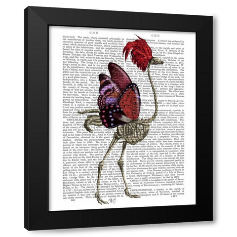 Ostrich Skeleton Black Modern Wood Framed Art Print by Fab Funky