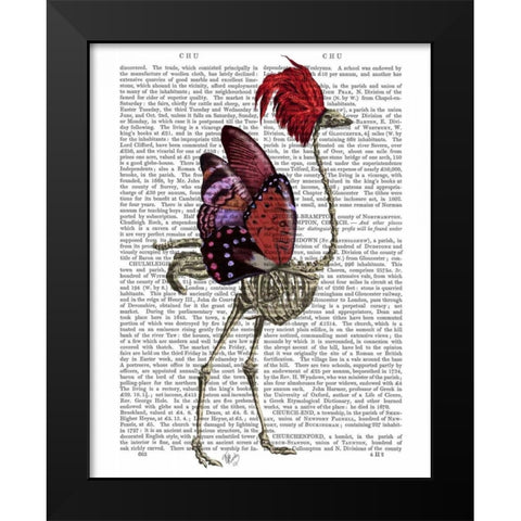 Ostrich Skeleton Black Modern Wood Framed Art Print by Fab Funky