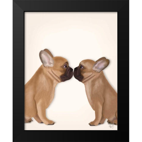 French Kiss Close Up Black Modern Wood Framed Art Print by Fab Funky