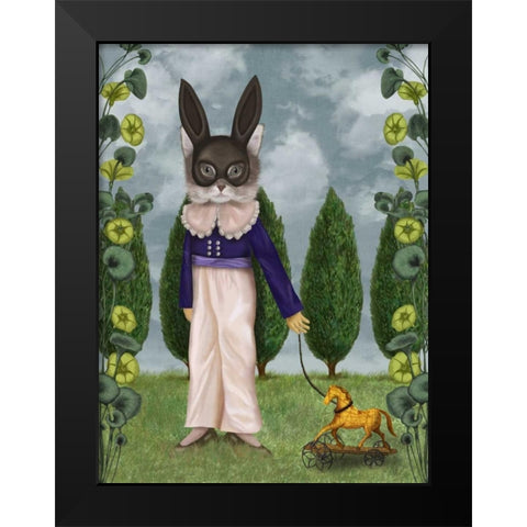 The Horse Black Modern Wood Framed Art Print by Fab Funky