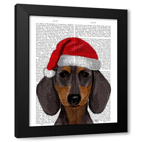 Dachshund Black Modern Wood Framed Art Print by Fab Funky