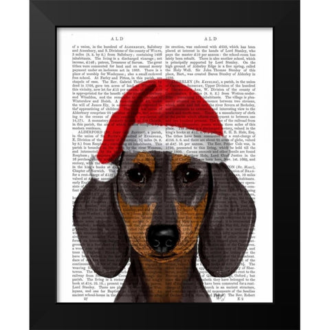 Dachshund Black Modern Wood Framed Art Print by Fab Funky