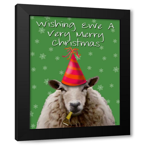 Wishing Ewe A Very Merry Christmas Black Modern Wood Framed Art Print by Fab Funky