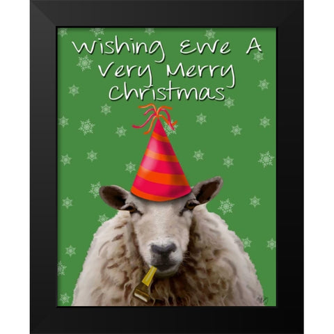 Wishing Ewe A Very Merry Christmas Black Modern Wood Framed Art Print by Fab Funky