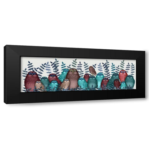 Electric Owls, Red and Blue Black Modern Wood Framed Art Print with Double Matting by Fab Funky