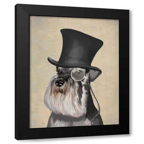 Schnauzer, Formal Hound and Hat Black Modern Wood Framed Art Print with Double Matting by Fab Funky