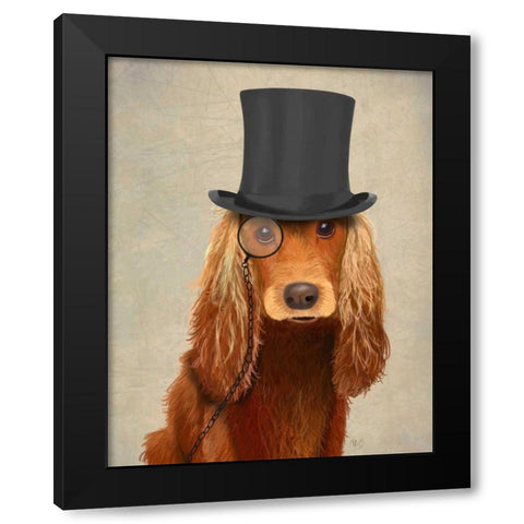 Cocker Spaniel, Formal Hound and Hat Black Modern Wood Framed Art Print with Double Matting by Fab Funky