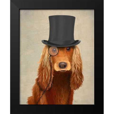 Cocker Spaniel, Formal Hound and Hat Black Modern Wood Framed Art Print by Fab Funky