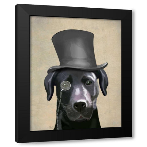 Black Labrador, Formal Hound and Hat Black Modern Wood Framed Art Print with Double Matting by Fab Funky