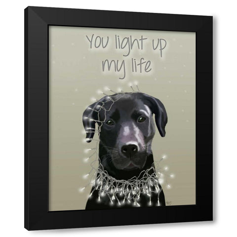 Black Labrador, You Light Up Black Modern Wood Framed Art Print with Double Matting by Fab Funky