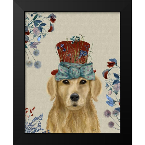 Golden Retriever Milliners Dog Black Modern Wood Framed Art Print by Fab Funky