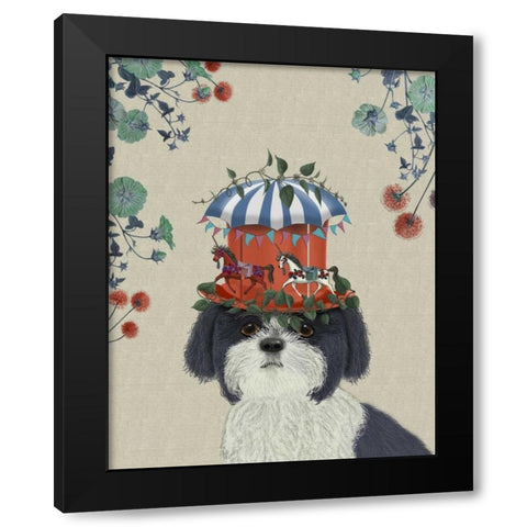 Shih Tzu Milliners Dog Black Modern Wood Framed Art Print with Double Matting by Fab Funky