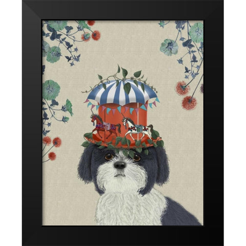 Shih Tzu Milliners Dog Black Modern Wood Framed Art Print by Fab Funky