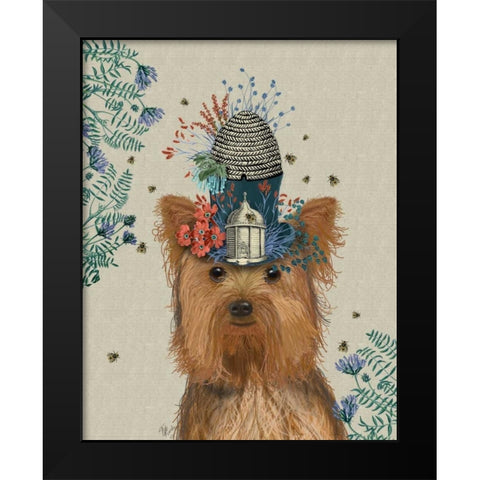 Yorkshire Terrier Milliners Dog Black Modern Wood Framed Art Print by Fab Funky